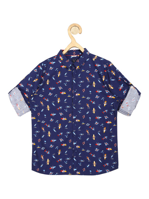 

Allen Solly Junior Boys Navy Blue Slim Fit Opaque Printed Casual Shirt