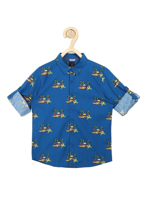 

Allen Solly Junior Boys Blue Slim Fit Opaque Printed Casual Shirt