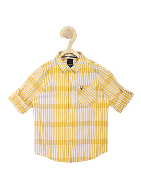 

Allen Solly Junior Boys Yellow Slim Fit Opaque Striped Cotton Casual Shirt