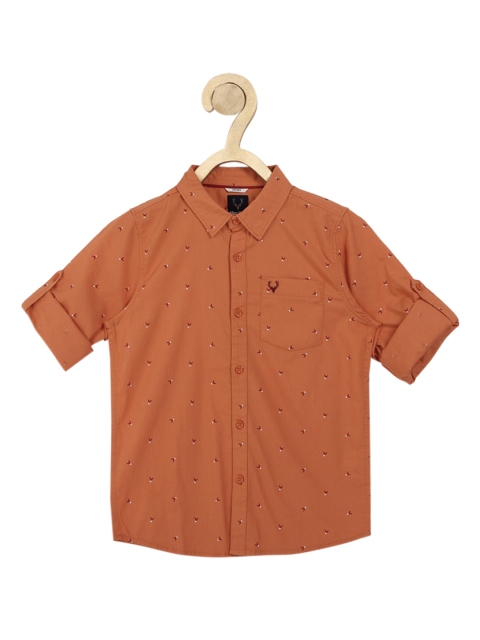 

Allen Solly Junior Boys Orange Slim Fit Opaque Printed Casual Shirt