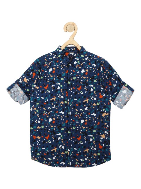 

Allen Solly Junior Boys Navy Blue Slim Fit Opaque Printed Casual Shirt