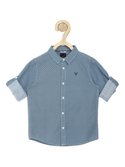 

Allen Solly Junior Boys Blue Slim Fit Printed Casual Shirt