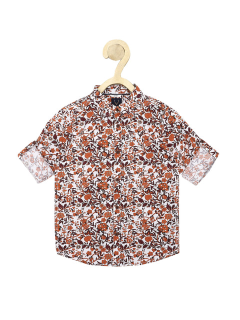 

Allen Solly Junior Boys Orange Slim Fit Floral Printed Casual Shirt