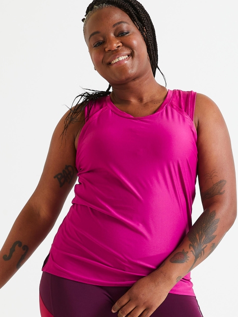 

Domyos By Decathlon Women Pink Brand Logo Moisture Wicking Training or Gym T-shirt