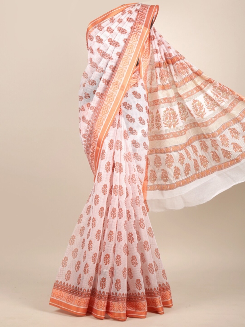 

Pothys Pink & Orange Ethnic Motifs Chanderi Saree