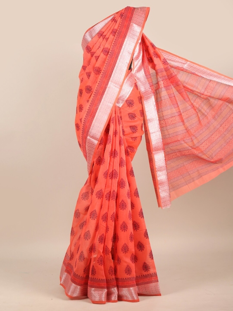 

Pothys Red & Black Ethnic Motifs Chanderi Saree