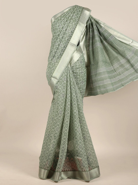 

Pothys Grey & Black Ethnic Motifs Chanderi Saree