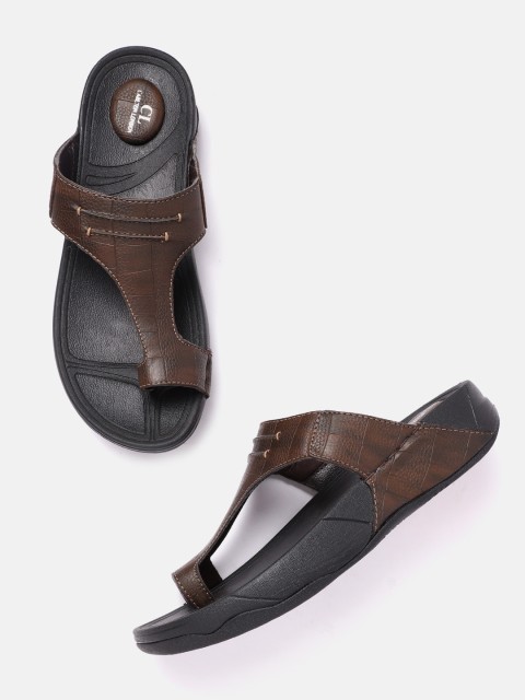 

Carlton London Men Coffee Brown Croc Textured One Toe Comfort Sandals