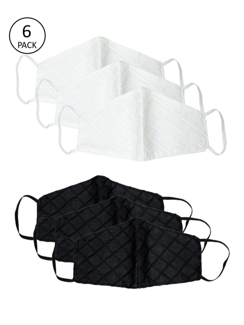 

Bellofox Unisex Pack Of 6 White & Black Chikankari 3-Ply Reusable Pure Soft Cotton Protective Outdoor Masks