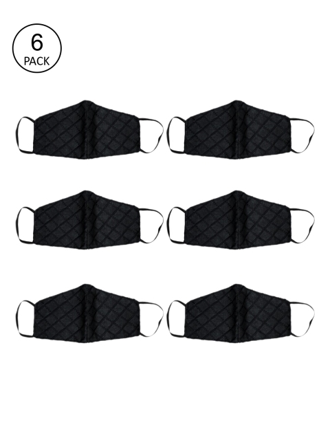 

Bellofox Unisex Pack Of 6 Black Chikankari 3-Ply Reusable Pure Soft Cotton Protective Outdoor Masks