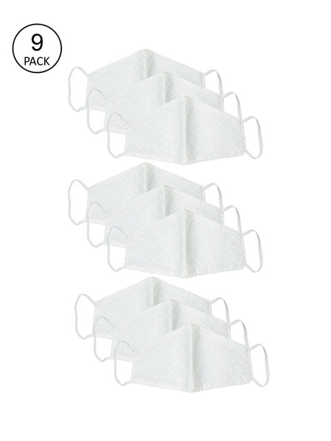 

Bellofox Unisex Pack Of 9 White Chikankari 3-Ply Reusable Pure Soft Cotton Protective Outdoor Masks