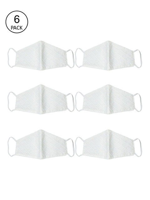 

Bellofox Unisex Pack Of 6 White Chikankari 3-Ply Reusable Cotton Protective Outdoor Masks