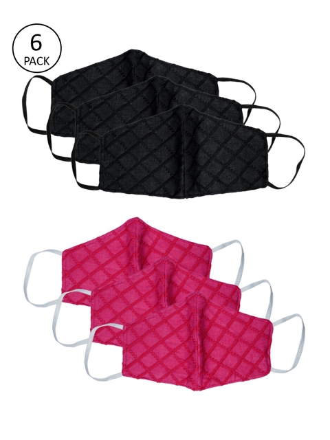 

Bellofox Unisex Pack Of 6 Chikankari 3-Ply Pure Soft Cotton Protective Outdoor Masks, Black