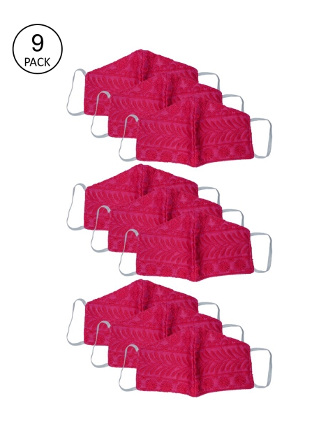 

Bellofox Unisex Pack Of 9 Pink Chikankari 3-Ply Pure Soft Cotton Protective Outdoor Masks