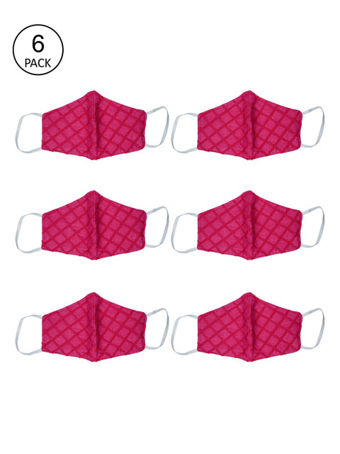 

Bellofox Unisex Pack Of 6 Pink Chikan Checks 3-Ply Pure Cotton Reusable Protective Outdoor Masks