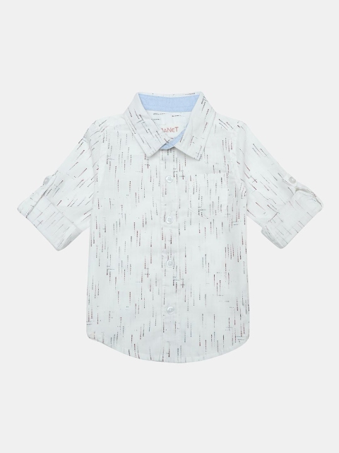 

MANET Boys White Opaque Printed Casual Shirt