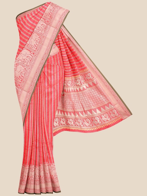 

KLM Fashion Mall Red & Gold-Toned Ethnic Motifs Zari Silk Blend Banarasi Saree