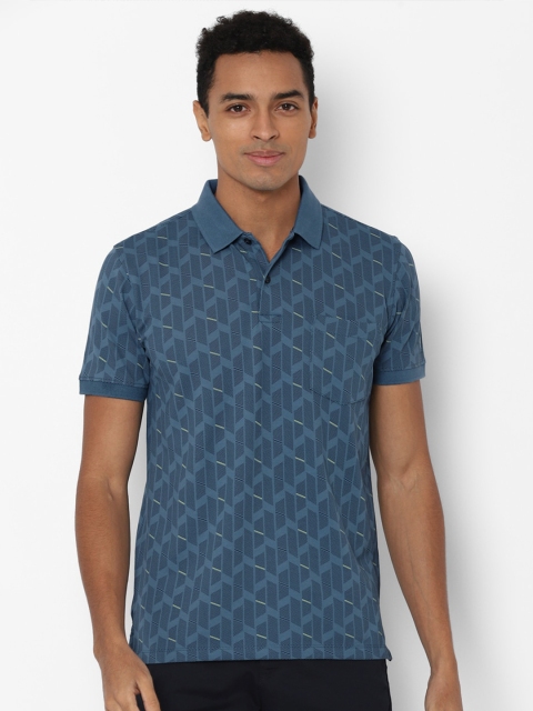 

Allen Solly Men Blue Printed Polo Collar Pocket T-shirt