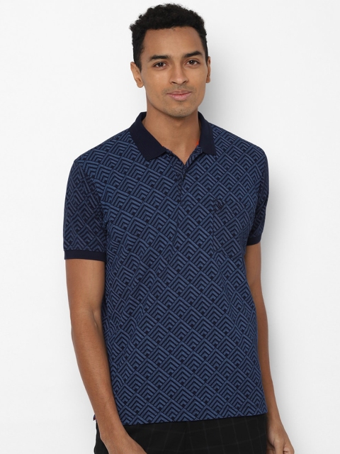 

Allen Solly Men Navy Blue Printed Polo Collar T-shirt