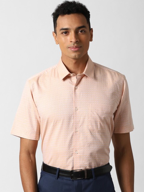 

Peter England Men Orange Checked Formal Shirt