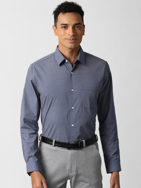 

Peter England Men Navy Blue Slim Fit Printed Formal Shirt