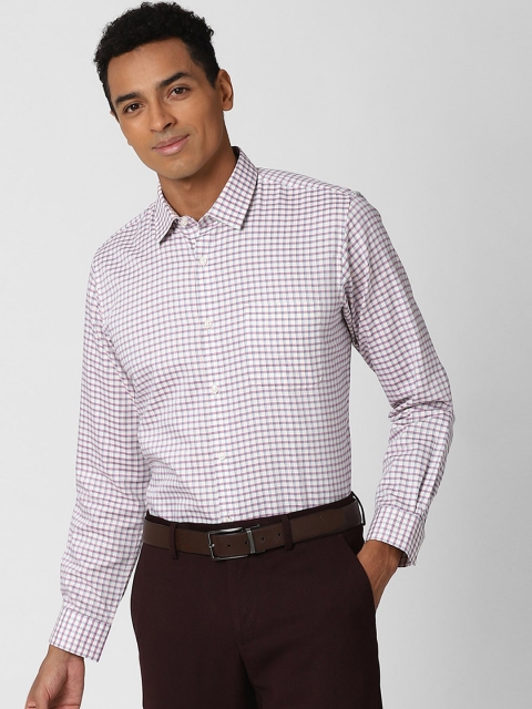 

Peter England Men White Checked Formal Shirt