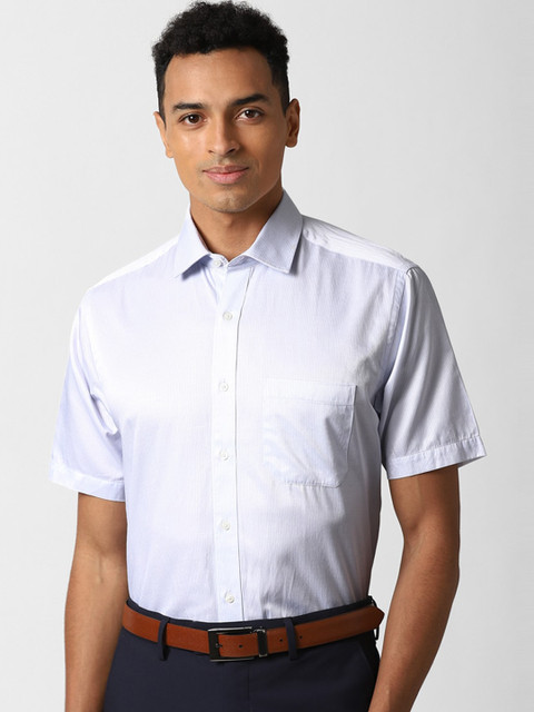

Peter England Men Blue Opaque Striped Formal Shirt