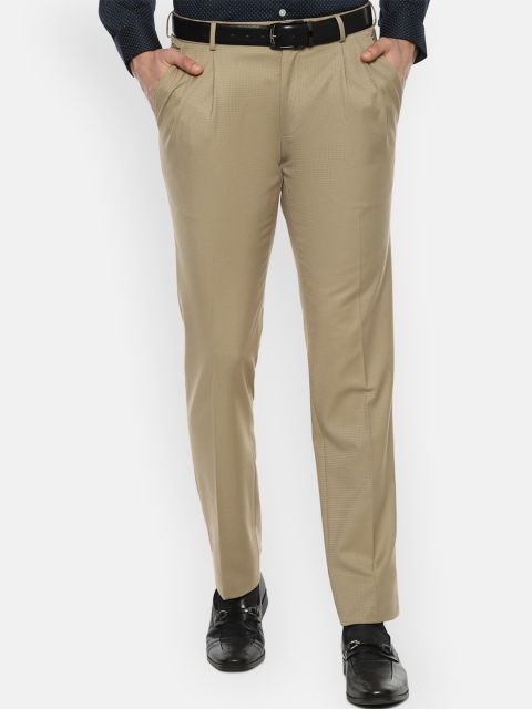 

Louis Philippe Men Khaki Pleated Formal Trousers