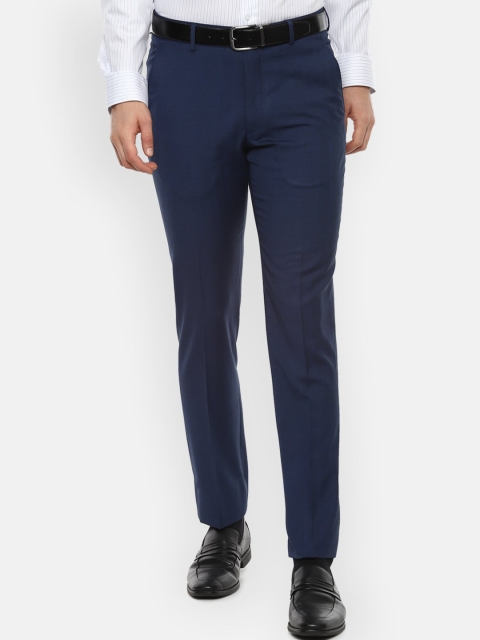 

Louis Philippe Men Navy Blue Slim Fit Formal Trousers