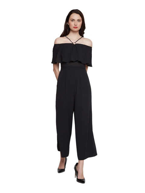 

Madame Women Black Solid Basic Jumpsuit With Ruffles