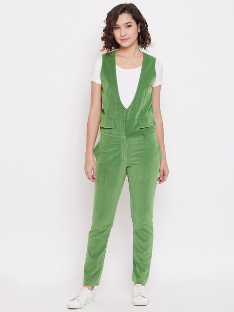 

Madame Women Green Solid Basic Jumpsuit