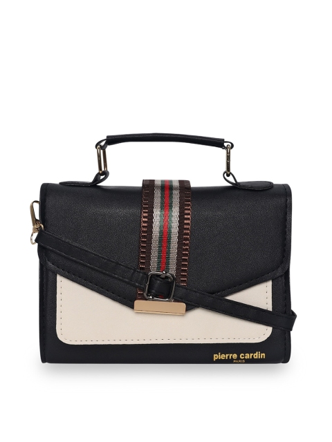 

pierre cardin Black Colourblocked PU Swagger Satchel with Bow Detail