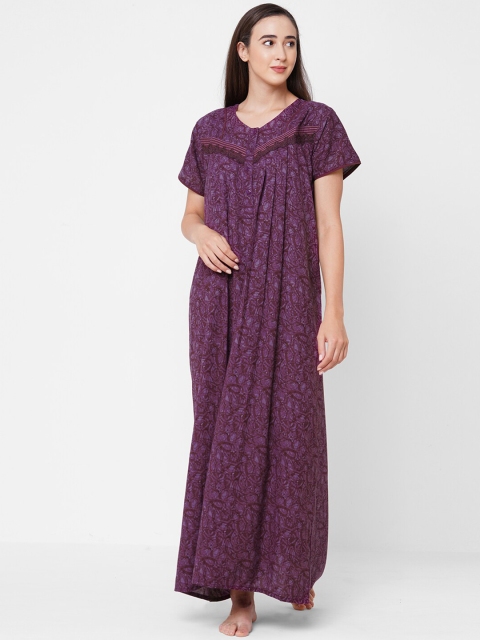 

Sweet Dreams Women Purple Printed Maxi Nightdress