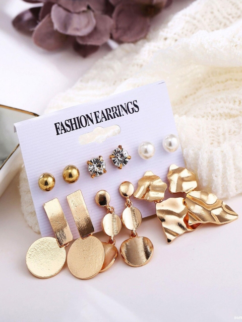 

Shining Diva Fashion Combo Set Of 6 Gold-Toned Earrings