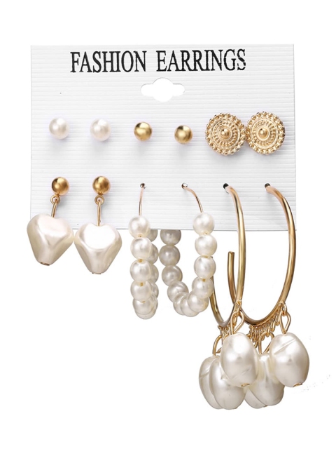 

Shining Diva Fashion Combo Set Of 6 Gold-Toned Earrings