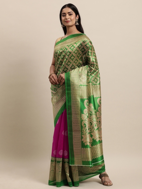 

KALINI Pink & Green Art Silk Saree