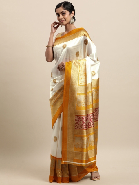 

Pisara Off White & Mustard Art Silk Saree