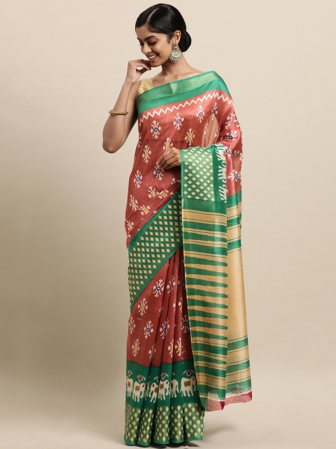 

KALINI Pink & Green Silk Cotton Saree