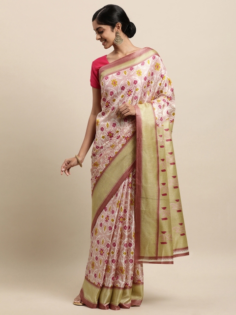

KALINI Rose Gold Silk Blend Khadi Saree