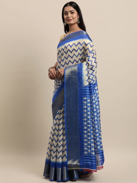 

KALINI Blue & Pink Zardozi Silk Cotton Saree