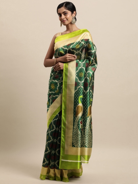 

KALINI Green Zardozi Art Silk Saree