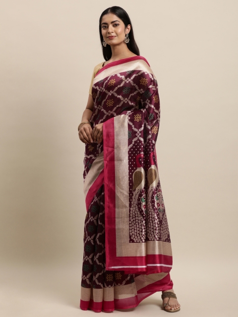 

KALINI Purple & Pink Zardozi Art Silk Saree