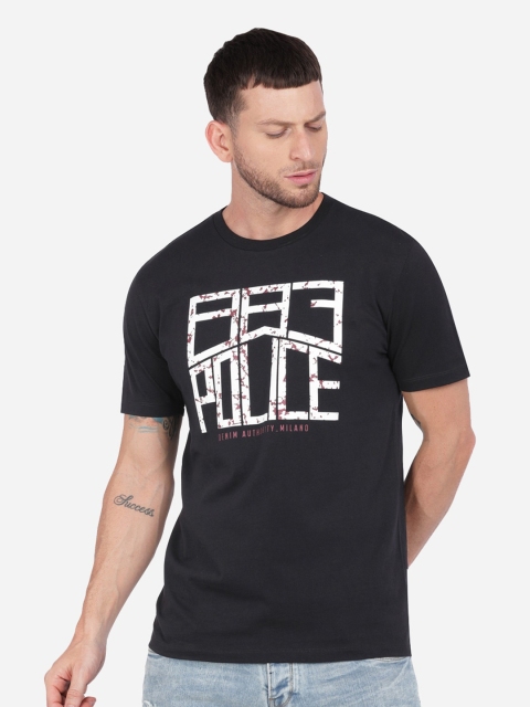 

883 Police Men Black Typography Printed T-shirt