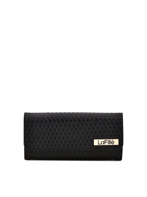 

LaFille Women Black Textured PU Three Fold Wallet
