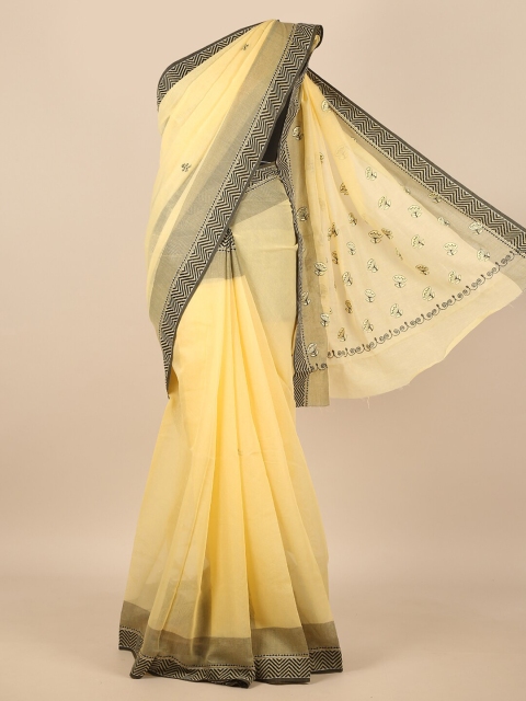 

Pothys Yellow & Black Floral Embroidered Saree