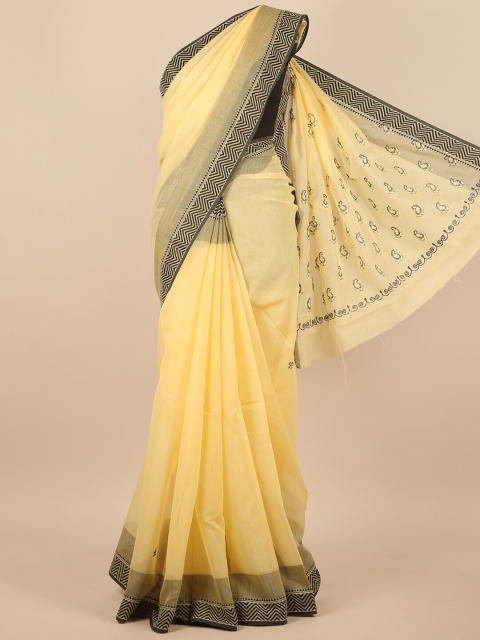 

Pothys Yellow & Black Floral Woven Design Saree