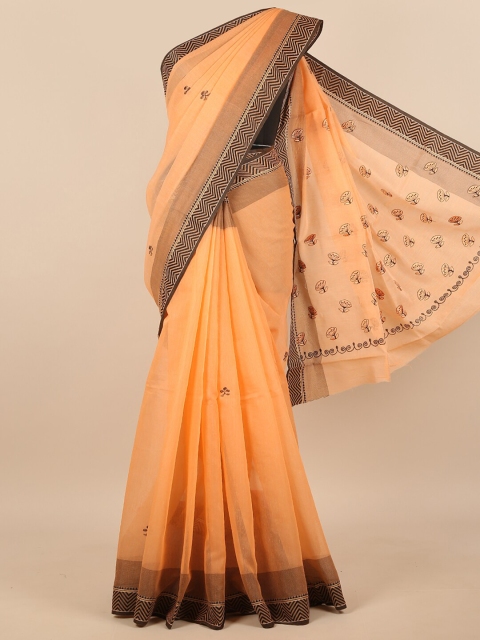 

Pothys Orange & Black Floral Embroidered Saree