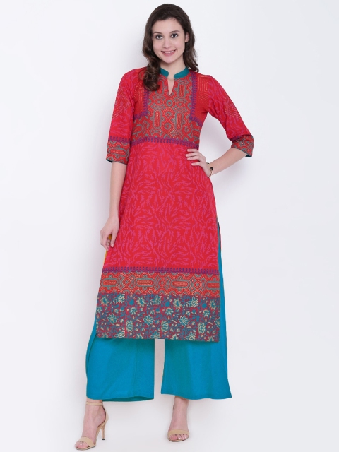 

Varkha Fashion Women Red Geometric Printed Kurta