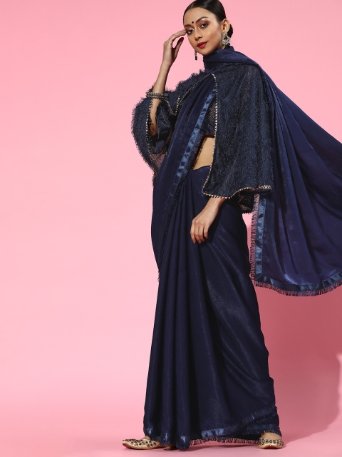 

Tikhi Imli Sleek Saree, Navy blue