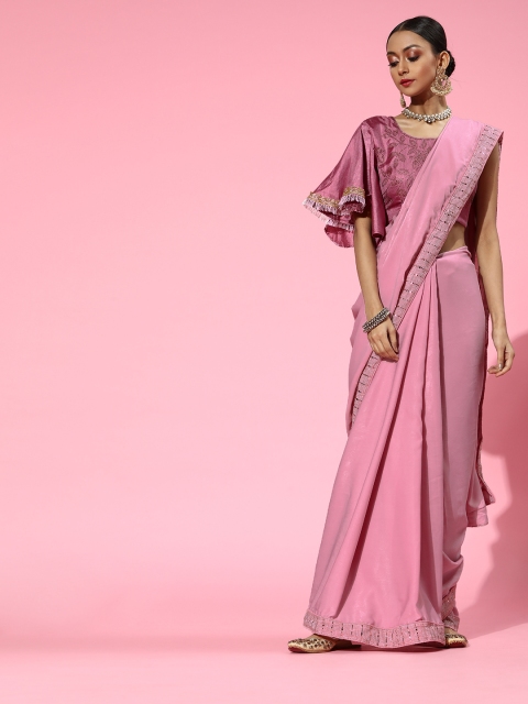 

Tikhi Imli Sleek Saree with Embellished border, Pink